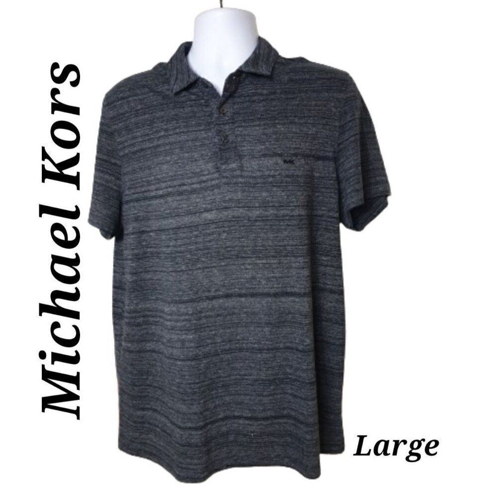 Michael Kors Men's Polo Large Short Sleeve Performance Collar Top Lg NWOT